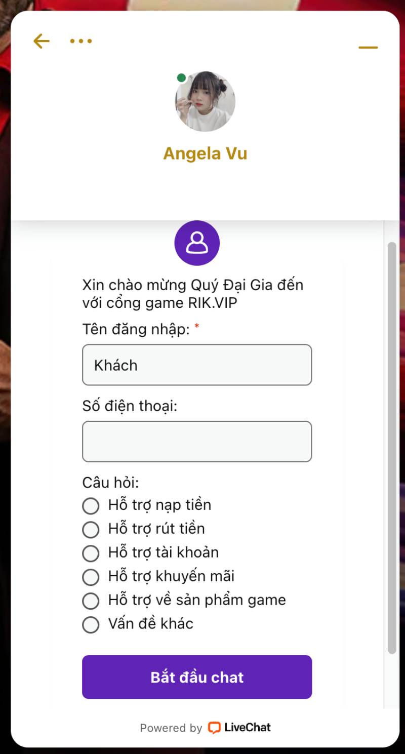 Liên Hệ 1 Live Chat Trên Website Rik.Vip