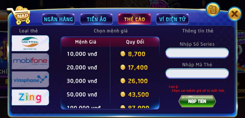 Nạp Tiền RikVip Thành Công 100% – Trải Nghiệm Cá Cược Đỉnh Cao 5 Nạp Tiền Qua Thẻ Cào